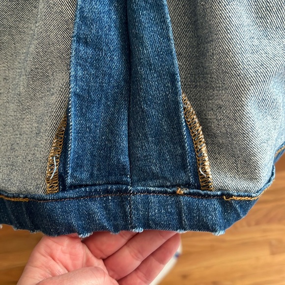 J Crew denim pencil skirt with with front copper buttons - Picture 8 of 12